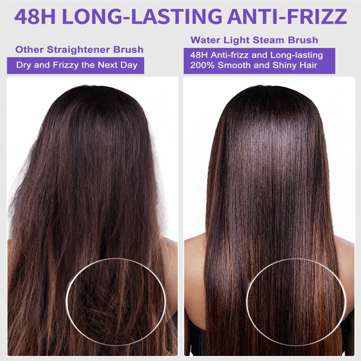 Hair Straightener Brush | Smooth Anti-Frizz Steam Styling