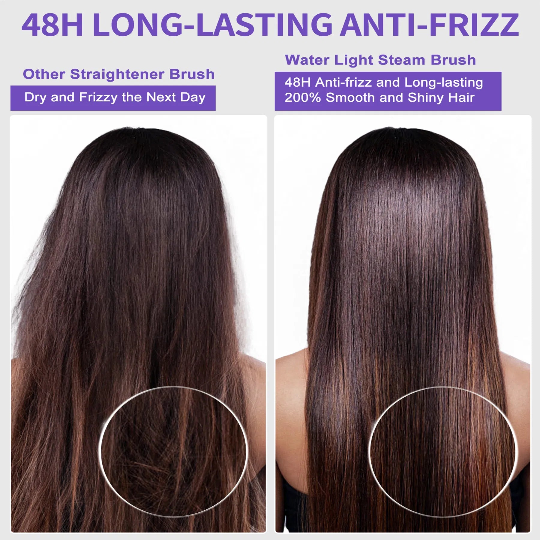Hair Straightener Brush | Smooth Anti-Frizz Steam Styling