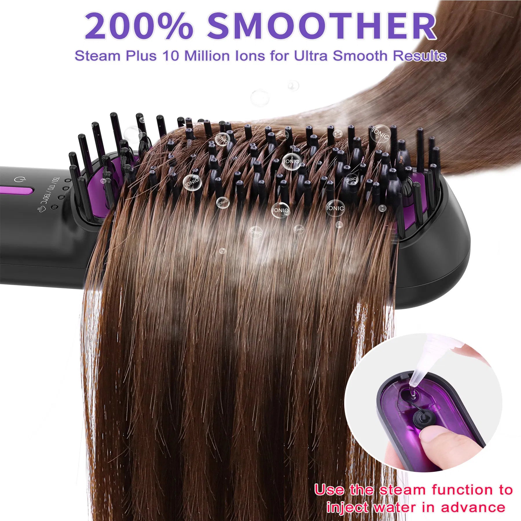 Hair Straightener Brush | Smooth Anti-Frizz Steam Styling