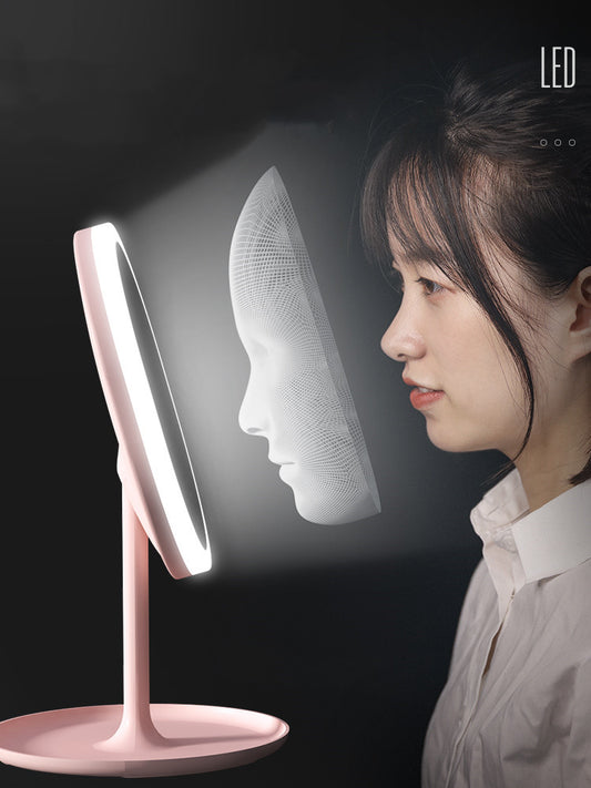 Led Makeup Mirror With Lamp Desktop Net Red Beauty Mirror