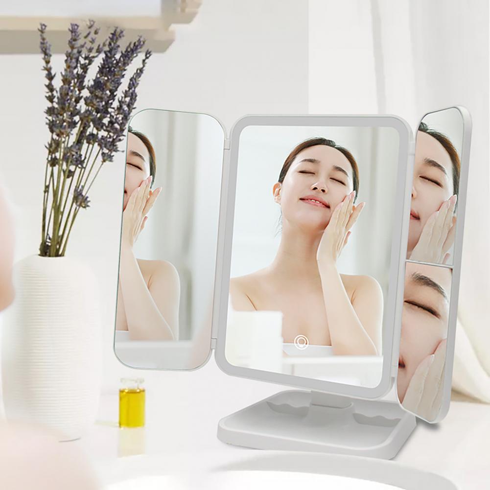Rechargeable Rotating Portable Mirror Led Beauty Mirror Tri-color Light