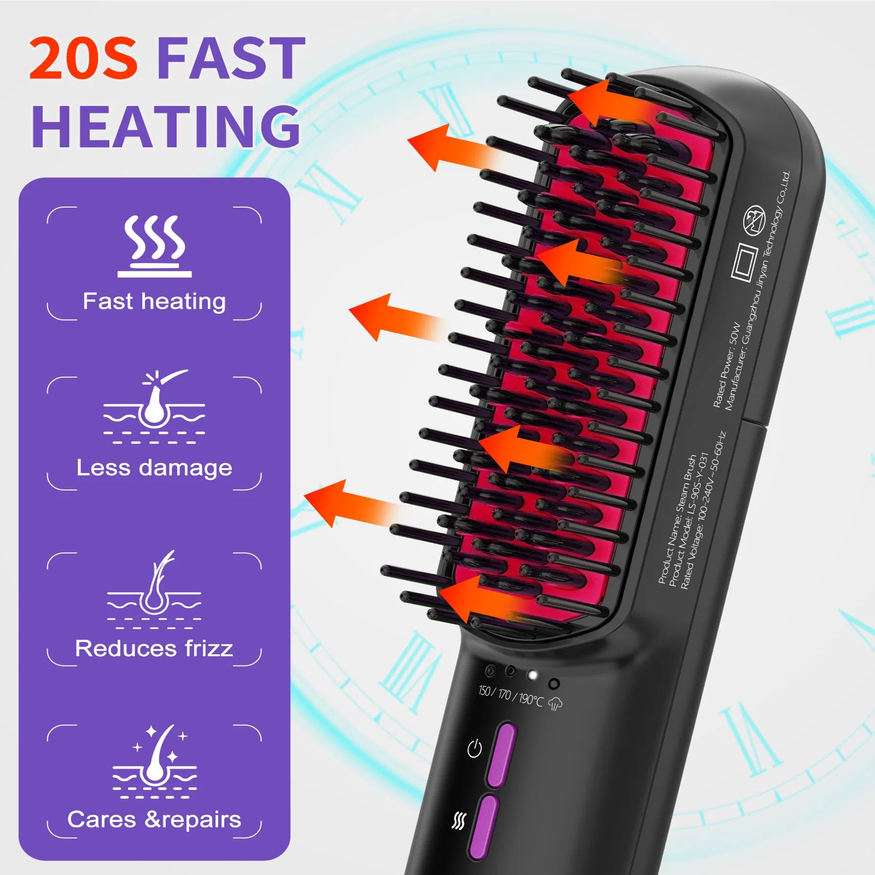 Hair Straightener Brush | Smooth Anti-Frizz Steam Styling