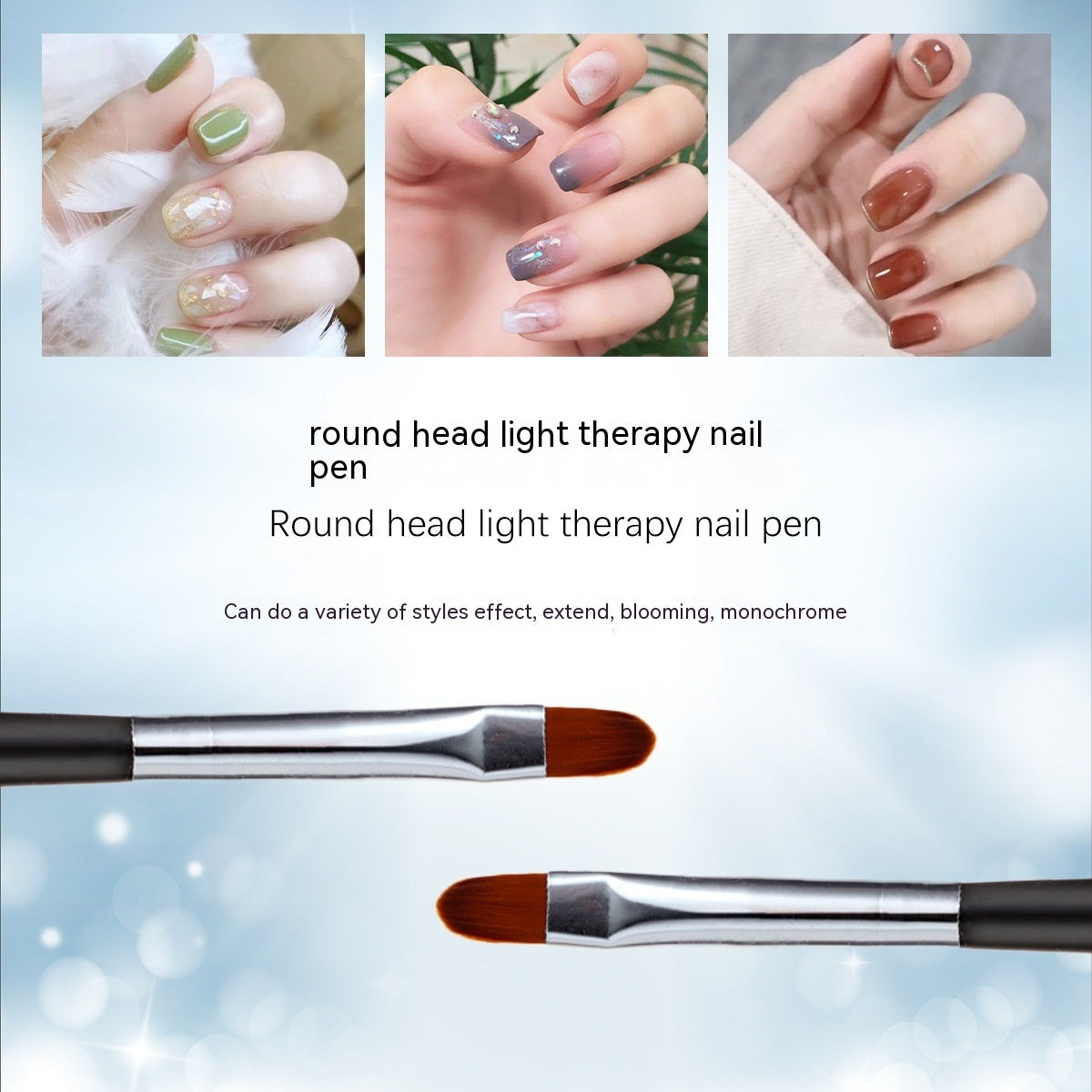 Factory Direct Sales Nylon Hair Round Head Single Nail Beauty Paint Pen Nail Beauty Flat Head UV Pen Nail Brush Tools